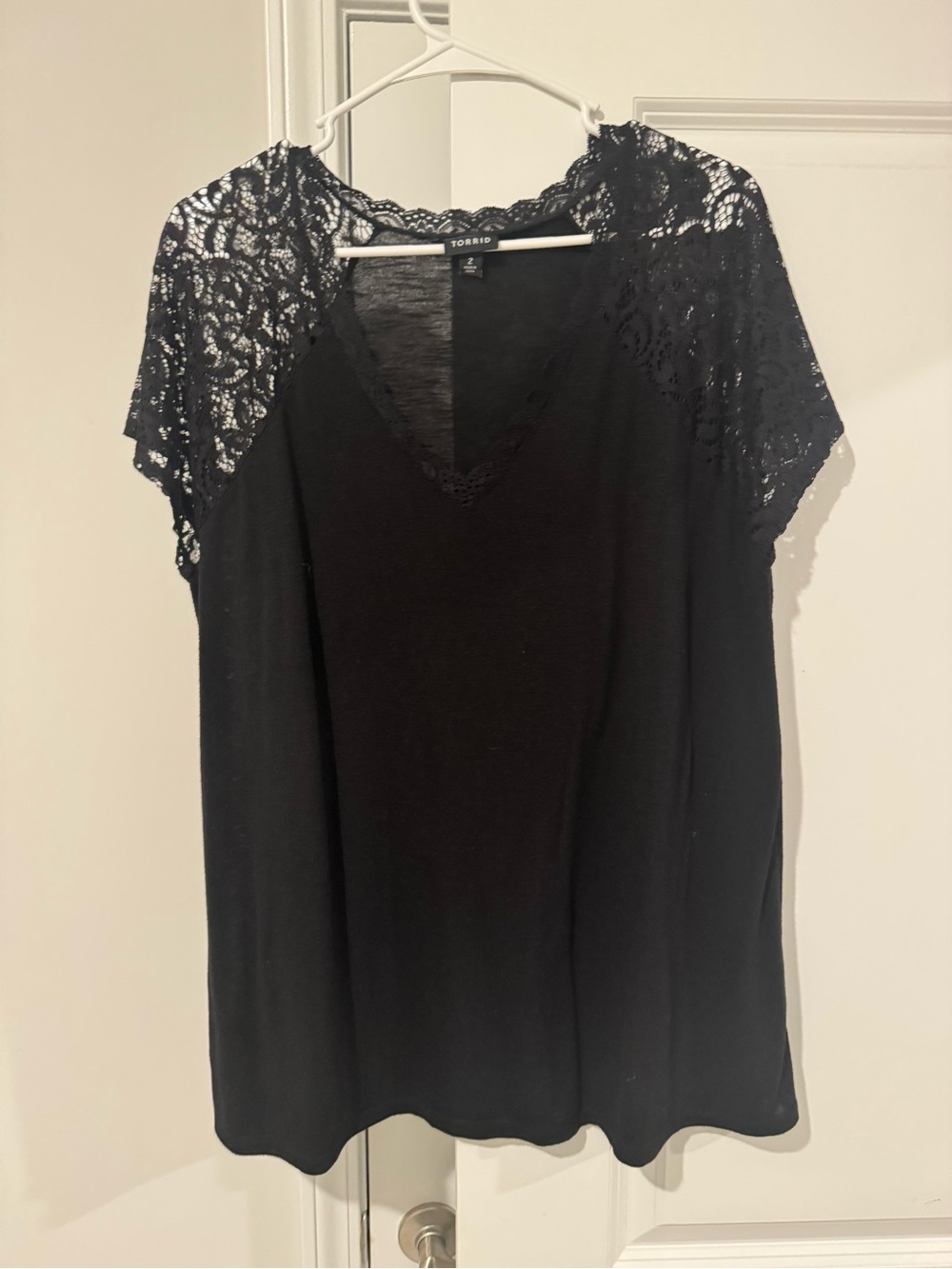 Torrid Black Lace Yoke V-Neck Top